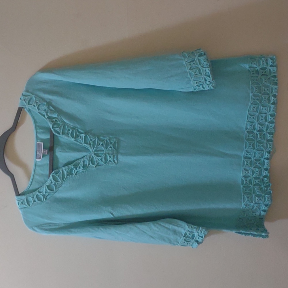 JM Collections Embroidered 3/4 Sleeves Top